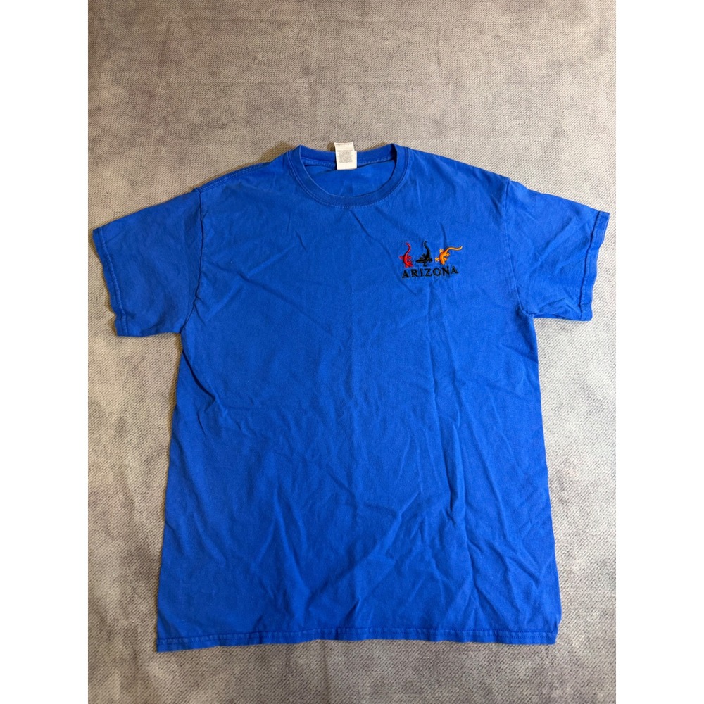 Gildan Arizona Geckos Embroidered T-Shirt Mens Medium Blue Short Sleeve Souvenir